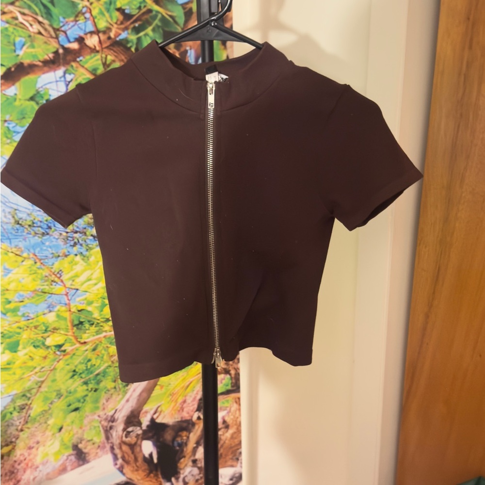 Fashion Nova Chocolate Zip-Up Top